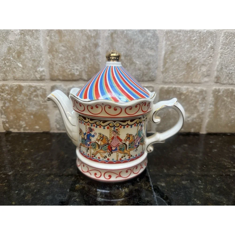 Vintage Sadler Edwardian Windsor Band Carousel Circus Teapot Made In England